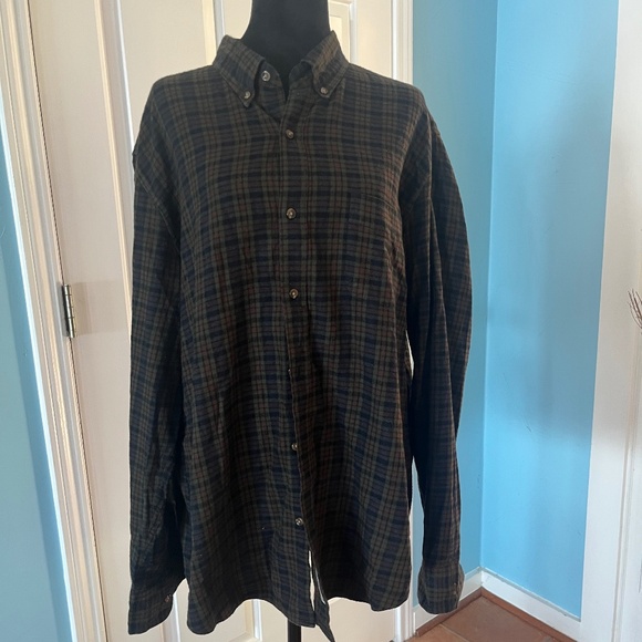 J. Crew Other - J Crew Brushed Twill Classic Long Sleeve Green Plaid Button Shirt Mens XL